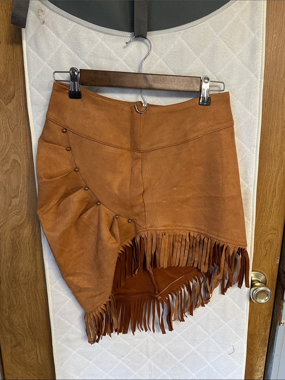 Fringe Suede Mini Skirt in Cognac